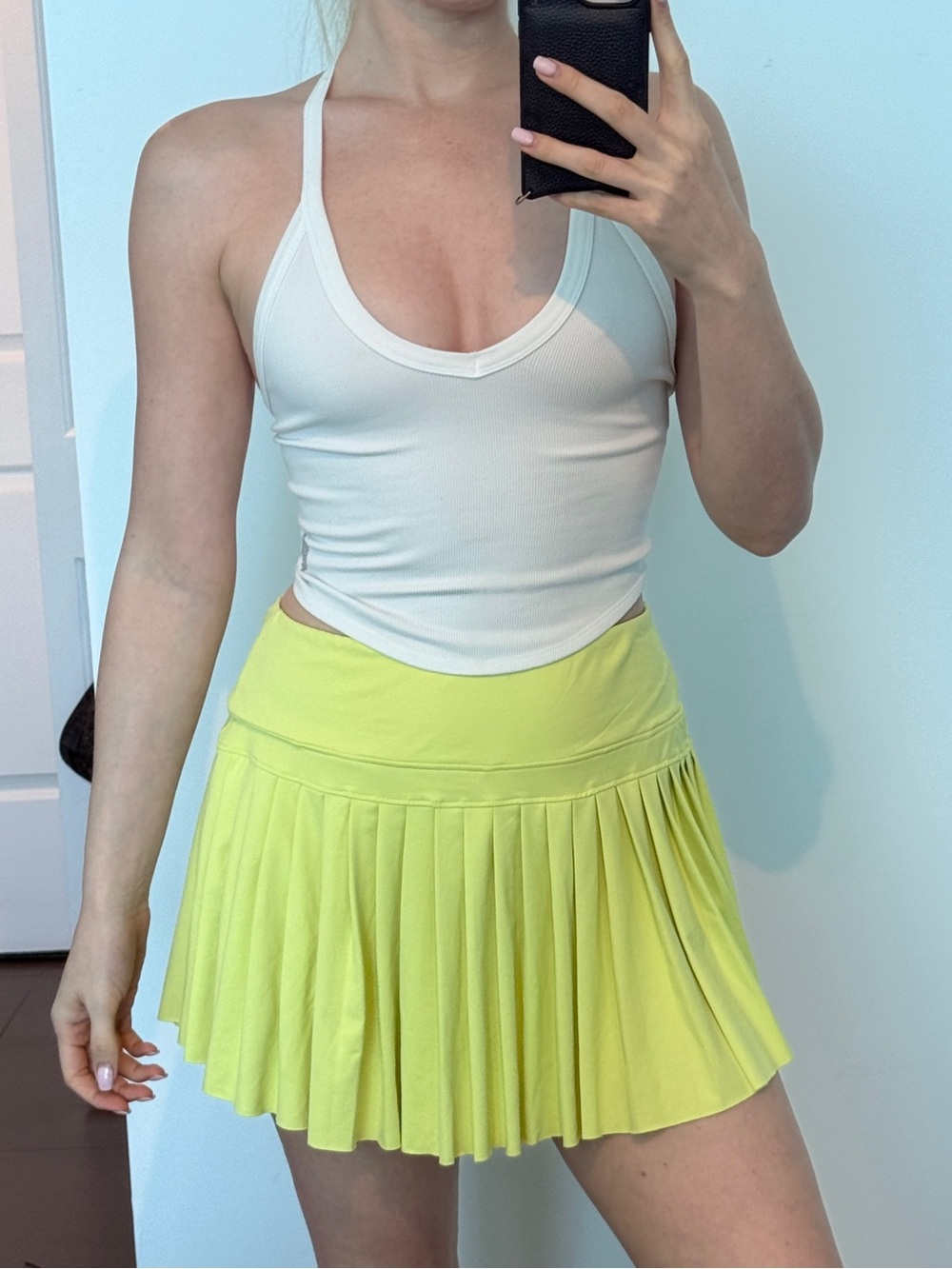 Pleated Pale Neon Green/Yellow Tennis Skirt
